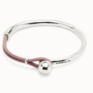 Uno de 50 Bangle Bracelet in Lilac Leather & Silver